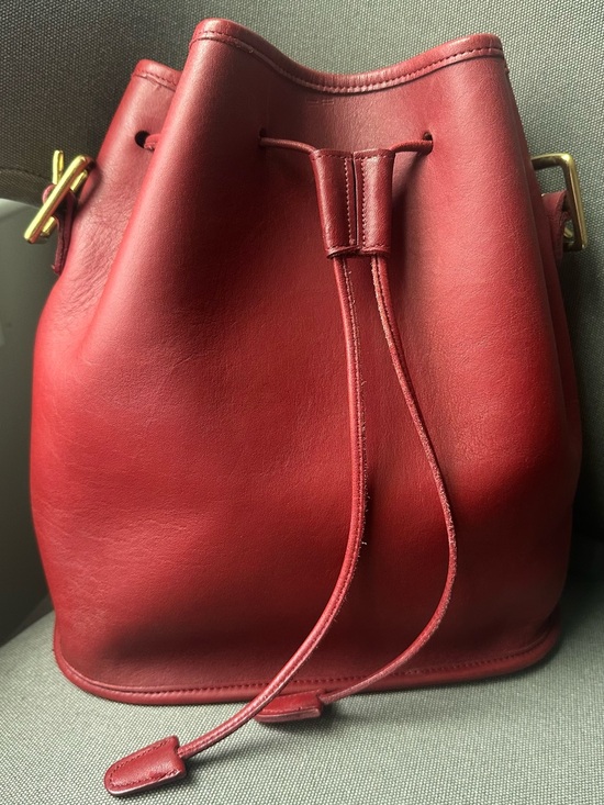 Coach Handbags - COACH VINTAGE RED LEATHER LULA'S BUCKET DUFFLE BAG 9952